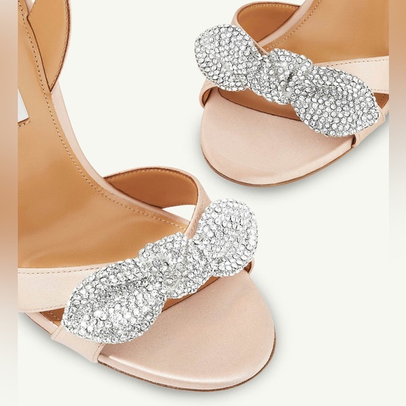 New AQUAZZURA Very Bow Tie embellished satin sandals 40.5 $1,195 - Picture 4 of 16